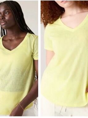 Athleta Breezy Women’s V-Neck Short Sleeve Top - Lemon Yellow 1X Lightweight